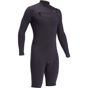 2022 Billabong Mens Revolution 2/2mm GBS Chest Zip Long Sleeve Shorty Wetsuit ABYW400116 - Black Clay